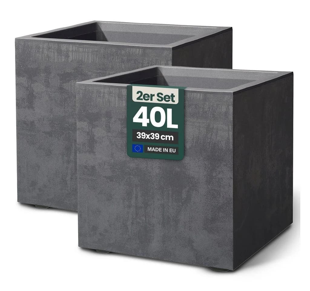 Kreher Pflanzkübel Millennium 40L 2er-Set Naturstein-Optik Anthrazit - Bild 2
