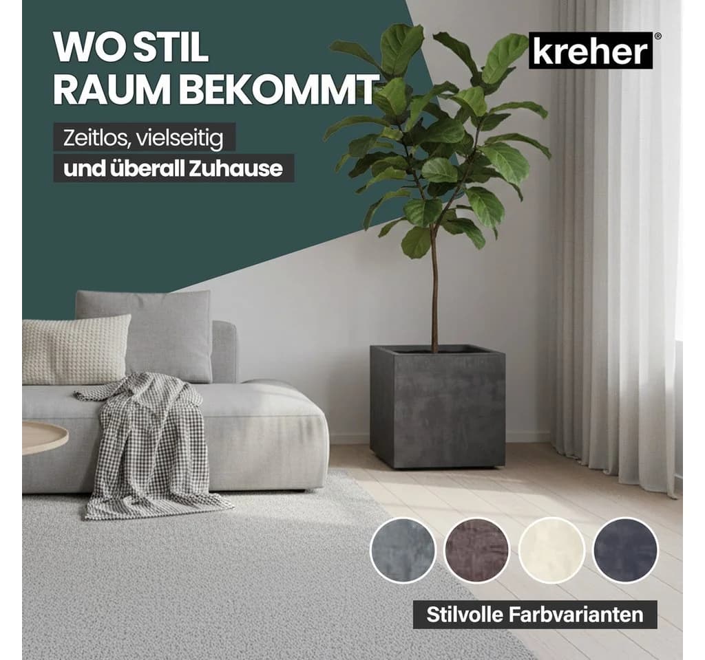 Kreher Pflanzkübel Millennium 40L 2er-Set Naturstein-Optik Anthrazit - Bild 3