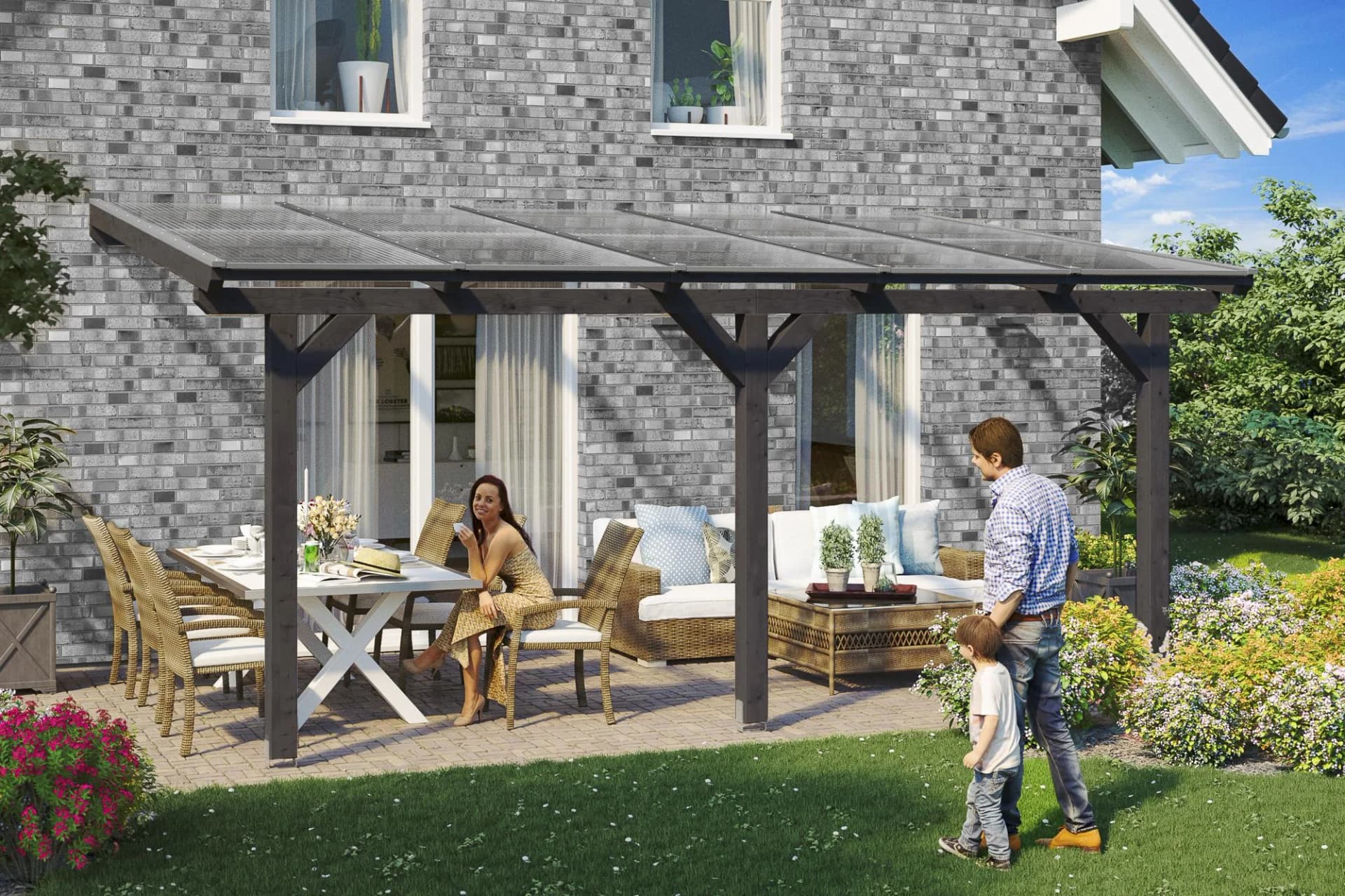 SKANHOLZ Terrassenüberdachung Bormio Anthrazit Polycarbonat Terrassenüberdachungen