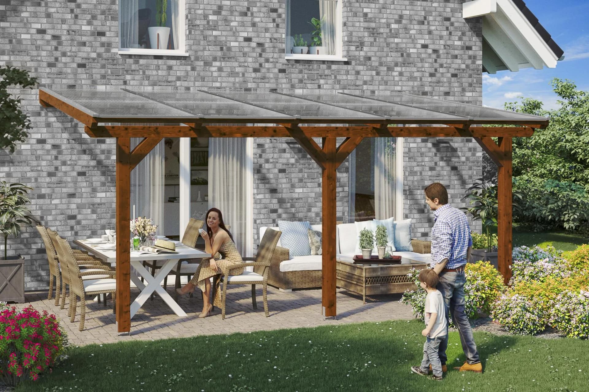 SKANHOLZ Terrassenüberdachung Bormio Braun Polycarbonat