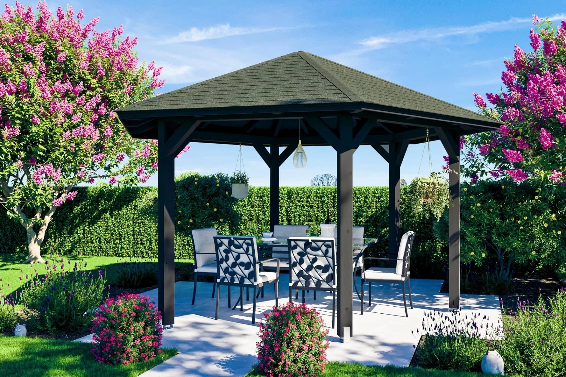SKANHOLZ Pavillon Nancy 3 6-Eck Anthrazit 480 cm