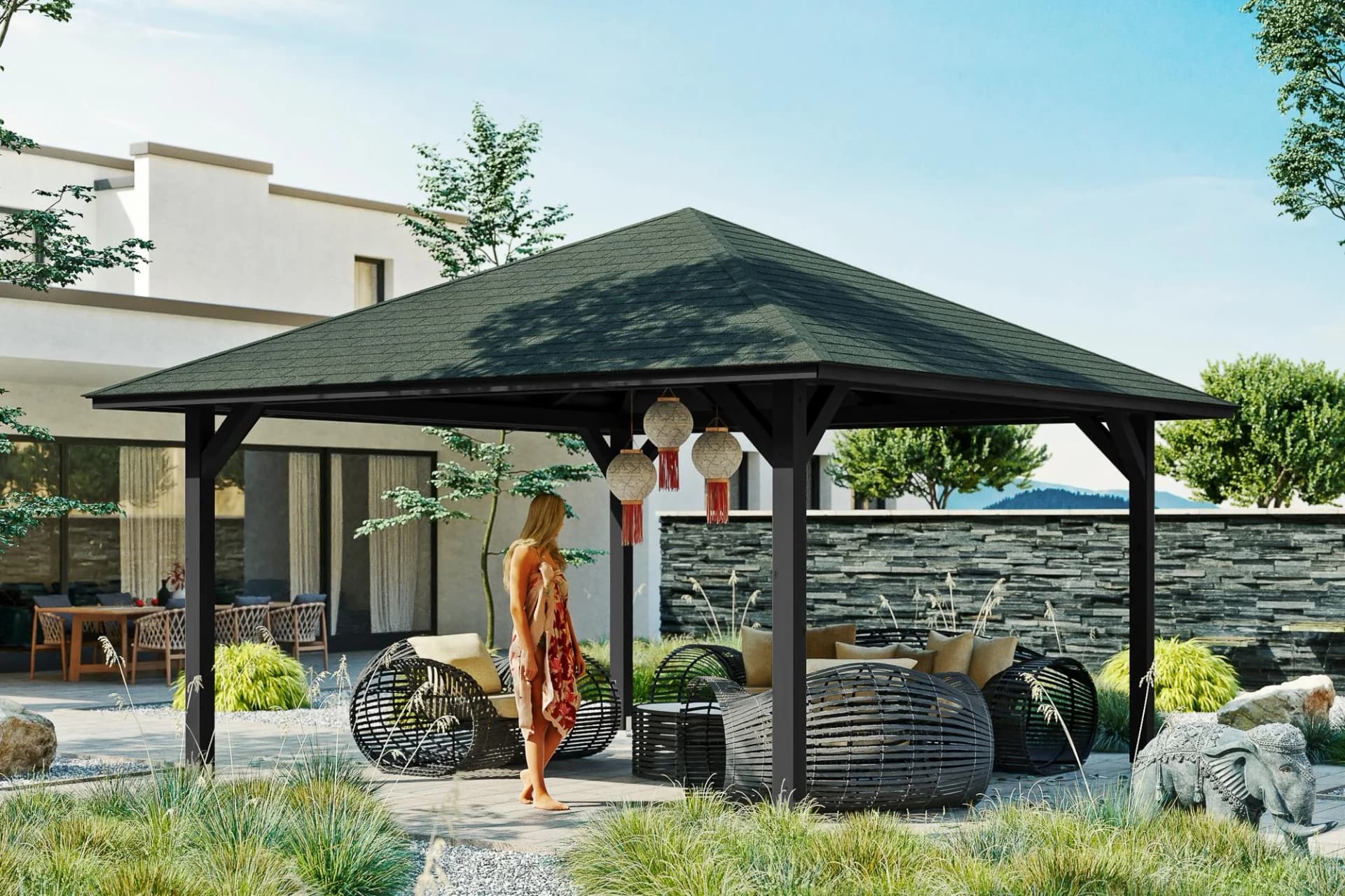 SKANHOLZ Pavillon Cannes 3 Anthrazit 504x504 cm