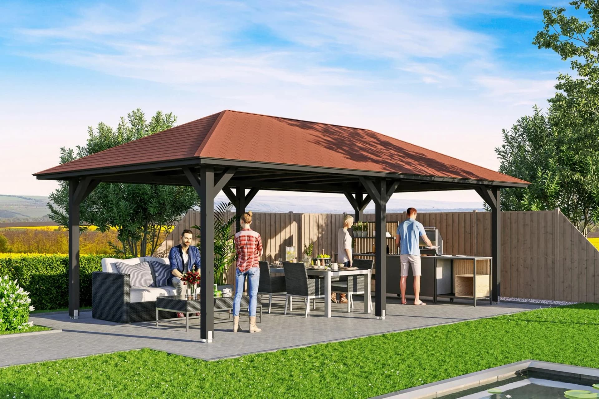 SKANHOLZ Pavillon Orleans 2 Anthrazit 4-Eck