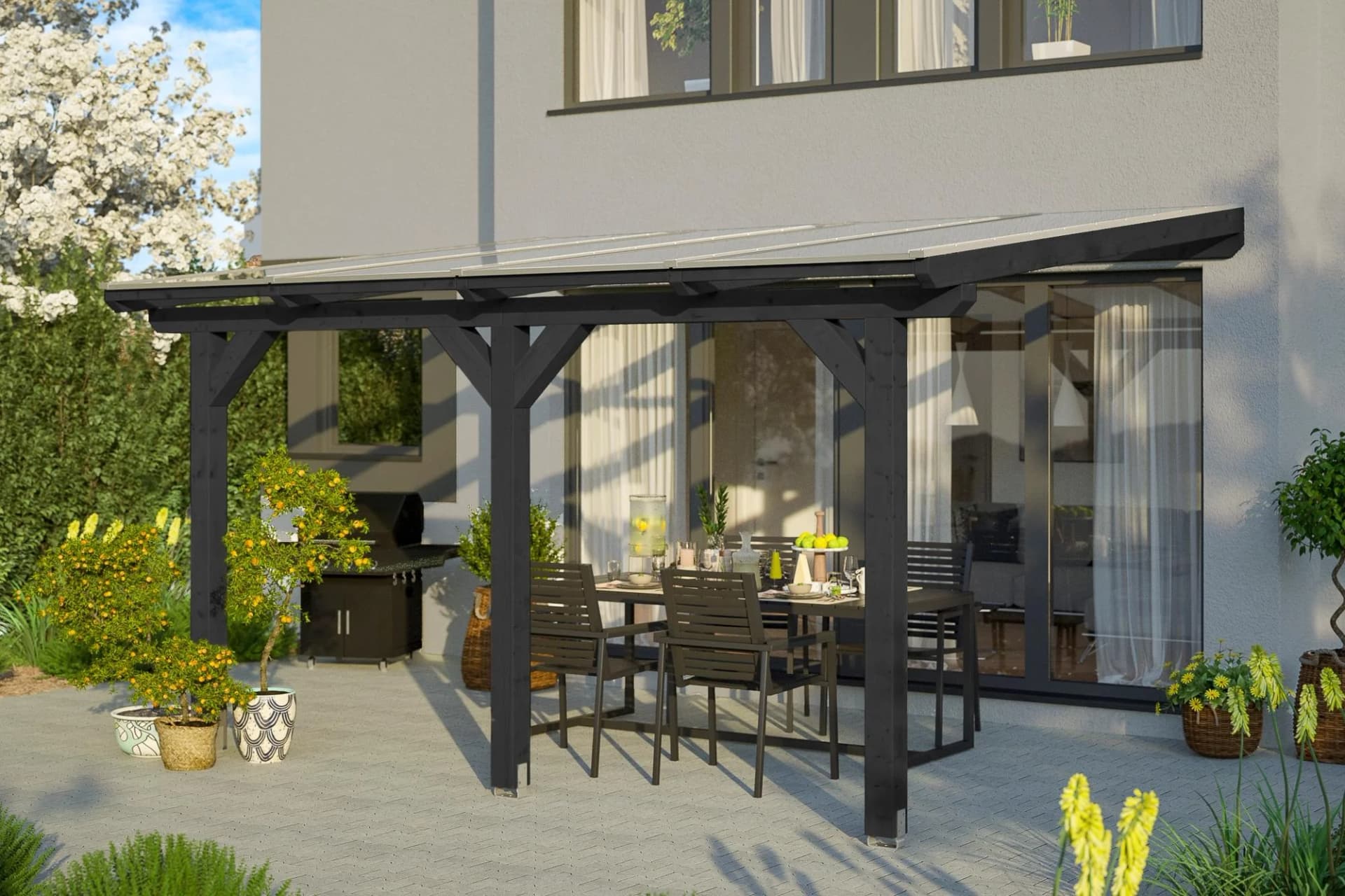 SKANHOLZ Terrassenüberdachung Andria Anthrazit Polycarbonat