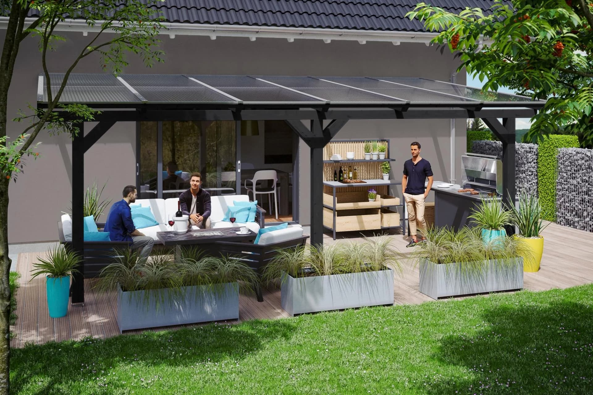 SKANHOLZ Terrassenüberdachung Andria Anthrazit Polycarbonat
