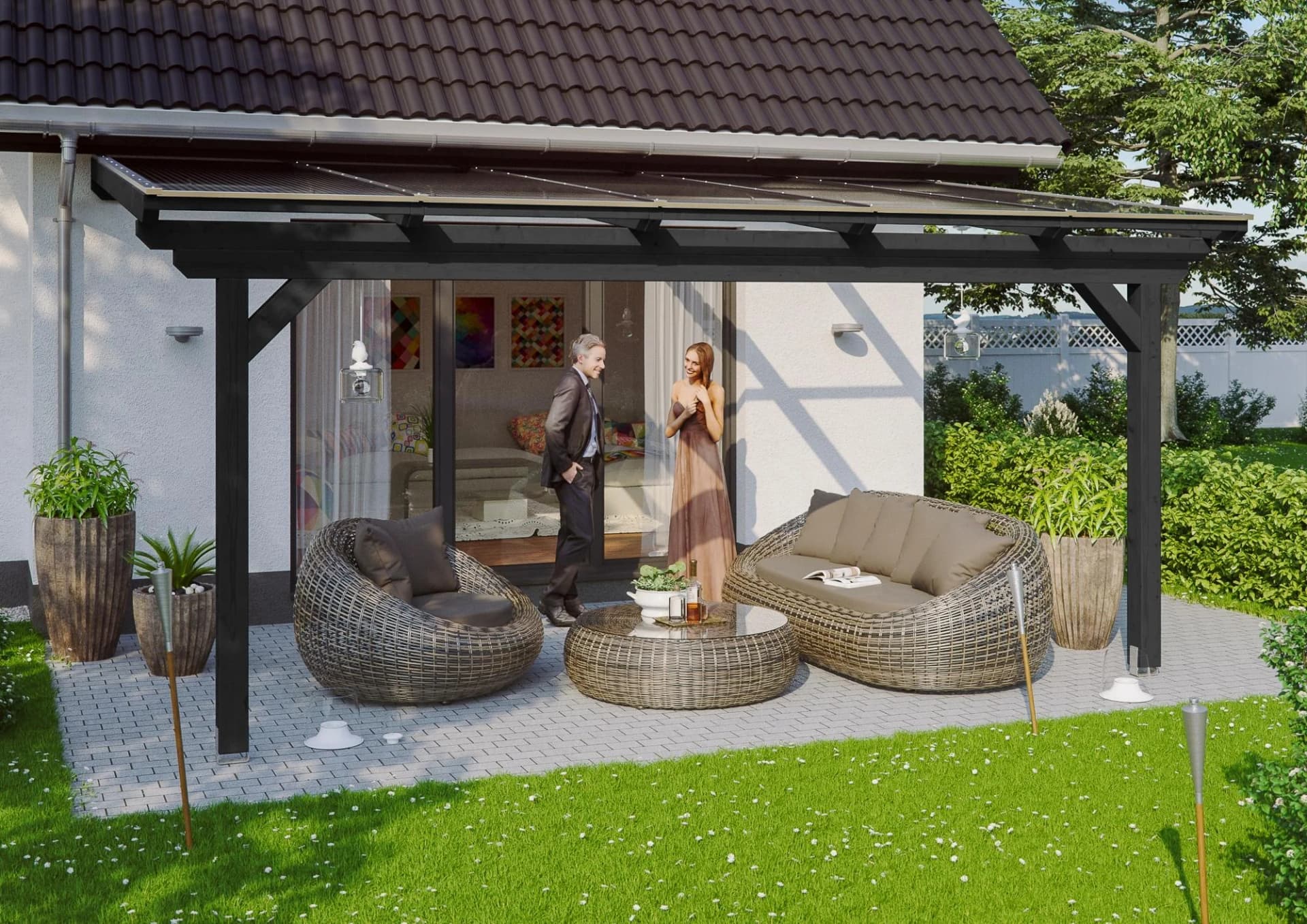 Terrassendach SKANHOLZ Ancona Anthrazit Polycarbonat