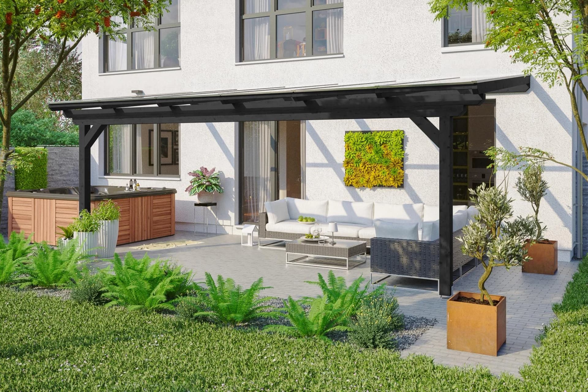 Terrassendach SKANHOLZ Ancona Anthrazit Fichtenholz