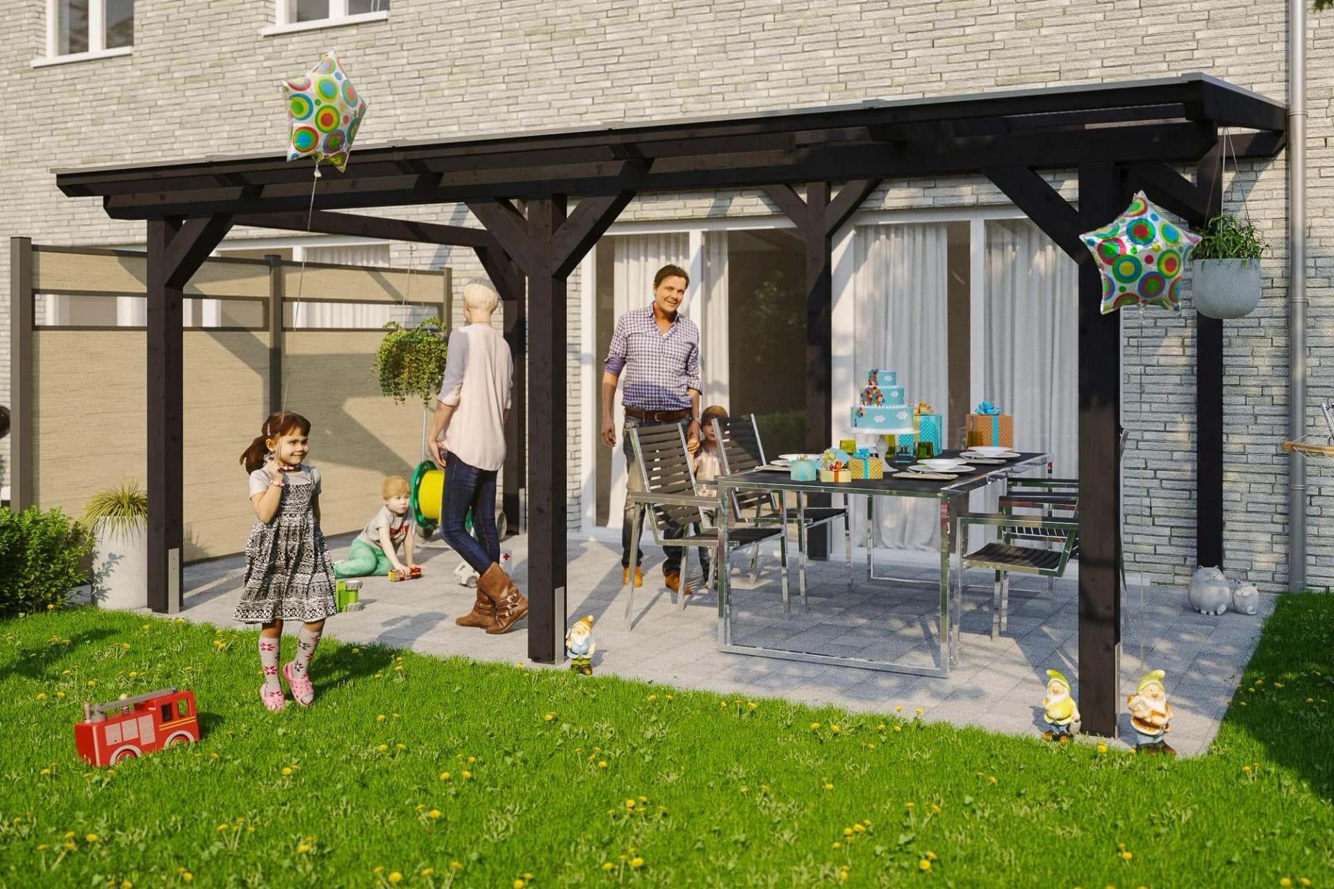 SKANHOLZ Terrassenüberdachung Siena Anthrazit 541x250cm Polycarbonat