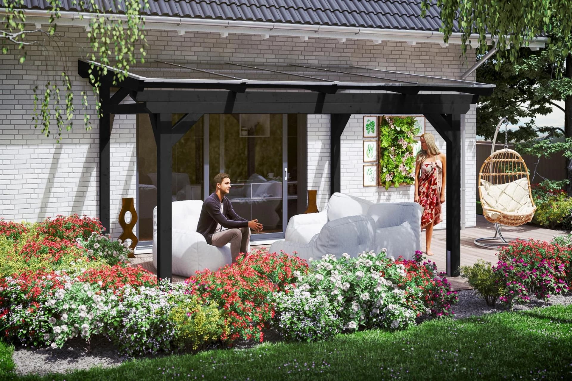Terrassendach SKANHOLZ Sanremo Grau PVC 434x250 cm