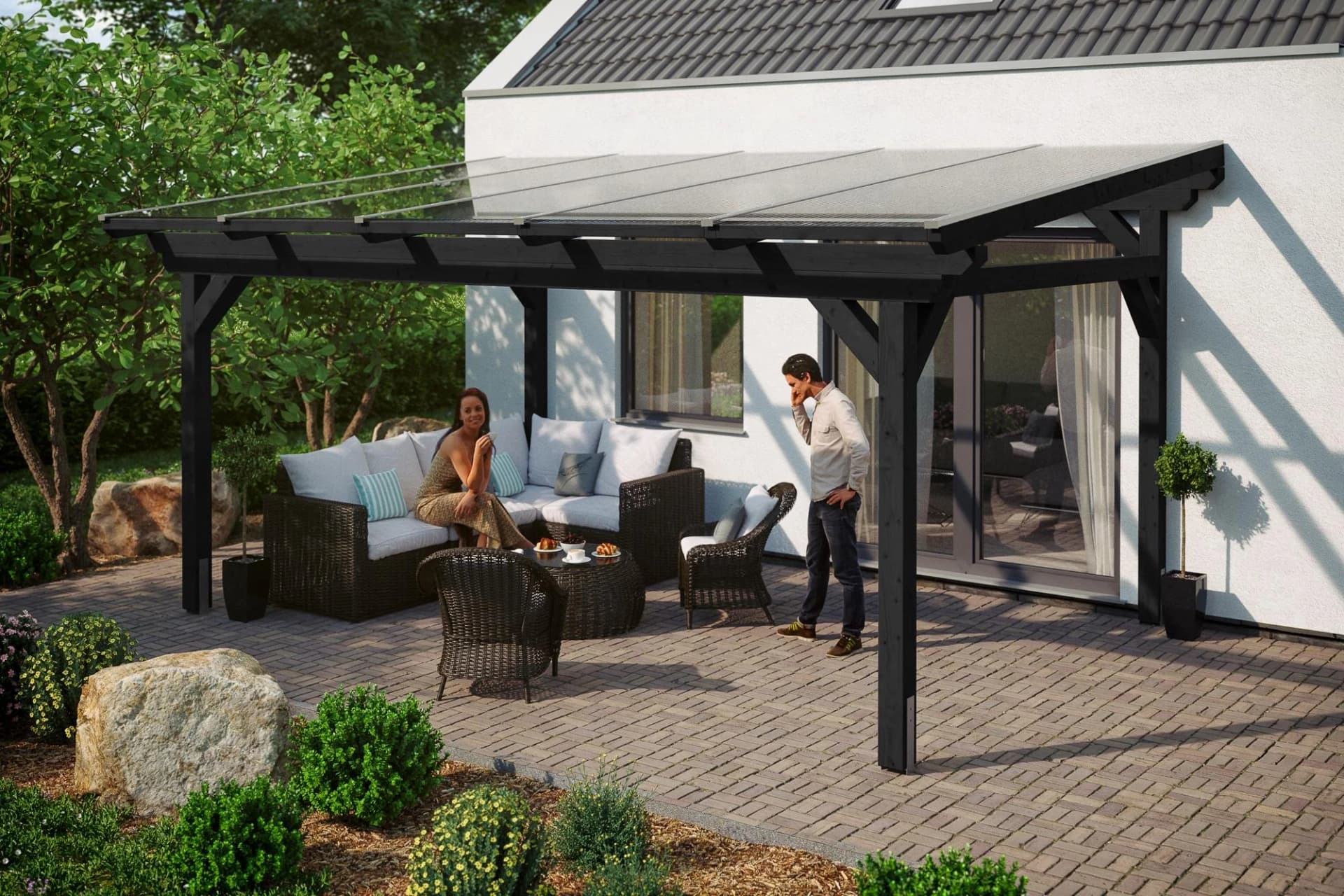 Terrassendach SKANHOLZ Sanremo Anthrazit Polycarbonat