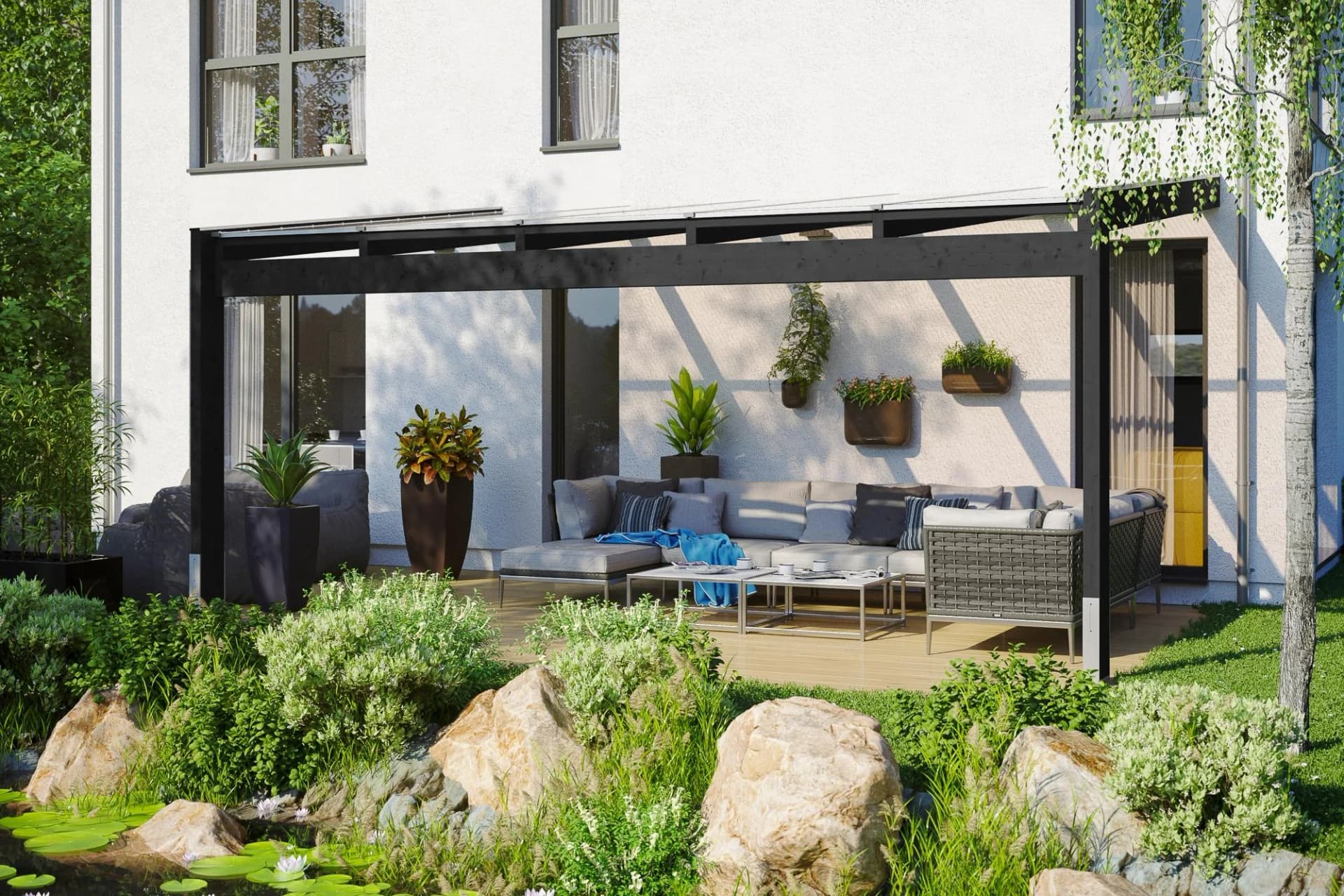 SKANHOLZ Terrassenüberdachung Novara Anthrazit Polycarbonat