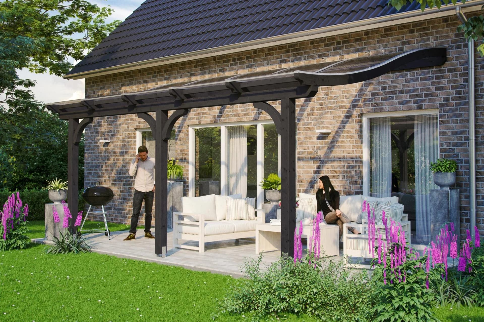 SKANHOLZ Terrassenüberdachung Venezia Grau Polycarbonat 541x289 cm