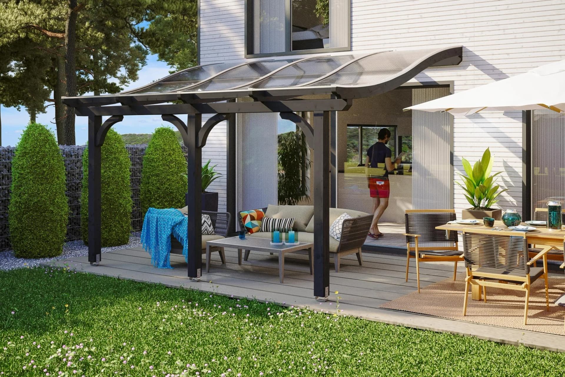 SKANHOLZ Terrassenüberdachung Venezia Anthrazit 434x339 cm Polycarbonat