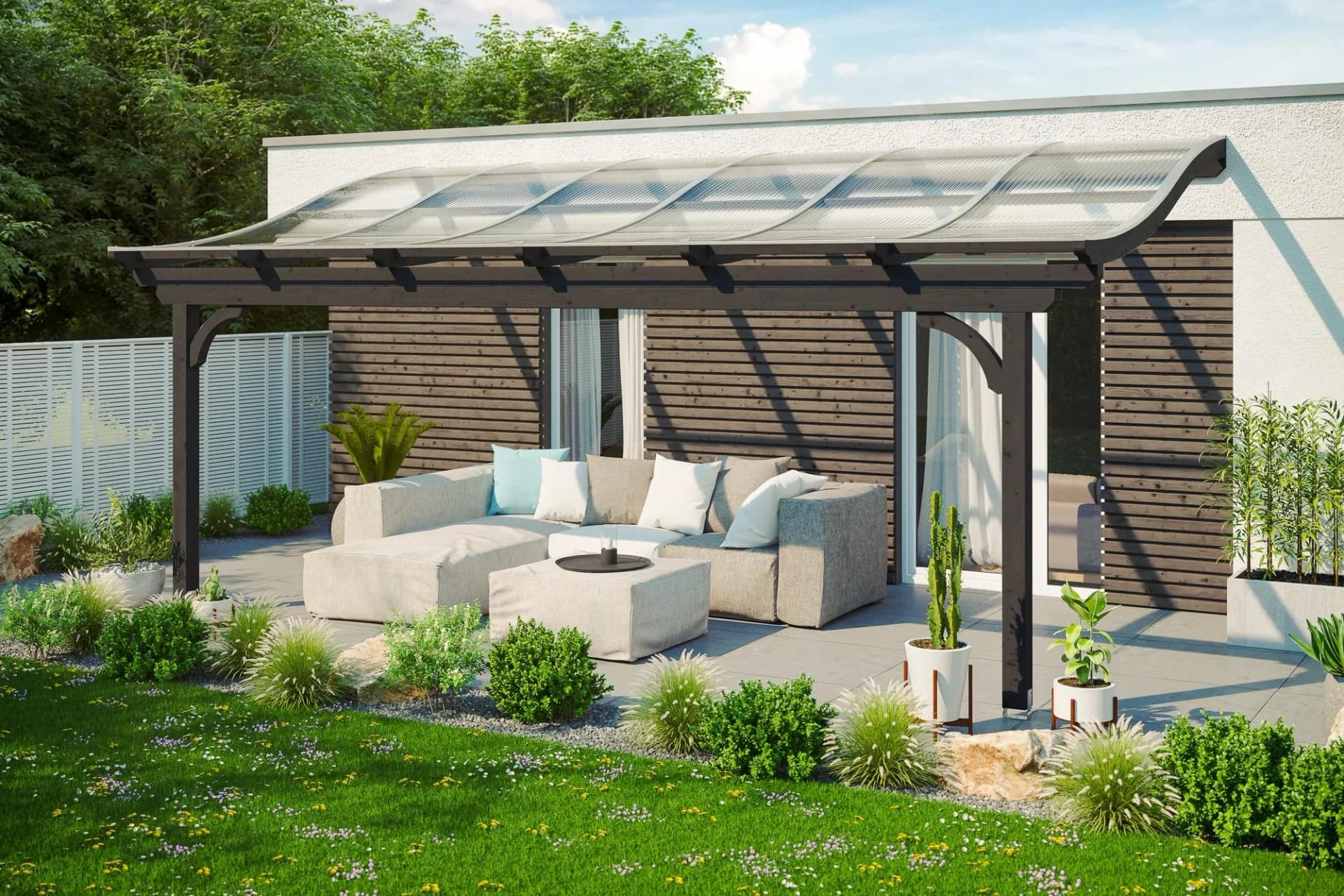 Terrassendach SKANHOLZ Verona Anthrazit Polycarbonat Terrassenüberdachung