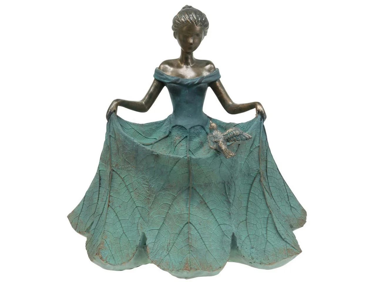 Viana Vogeltränke Gartenfigur Mädchen Blütenkleid Polyresin - Bild 4