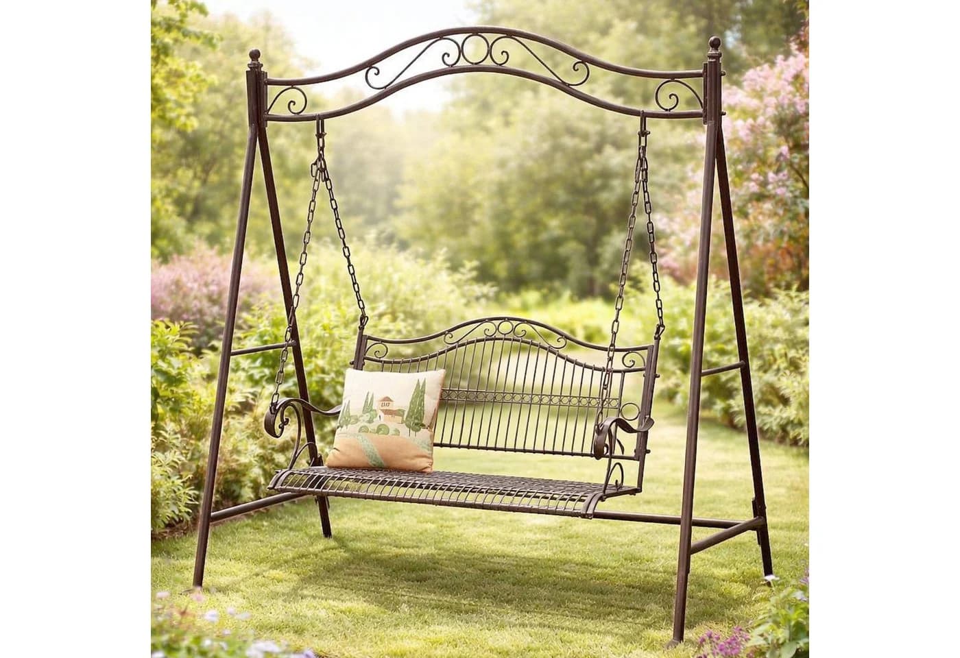 DanDiBo Hollywoodschaukel Metall Antik 2 Sitzer Gartenbank Rostbraun - Bild 2