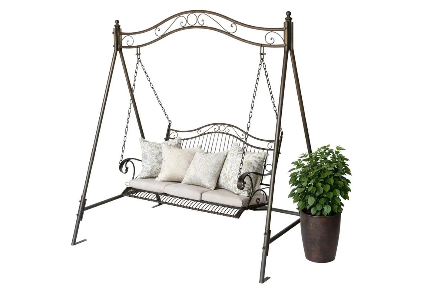DanDiBo Hollywoodschaukel Metall Antik 2 Sitzer Gartenbank Rostbraun - Bild 3