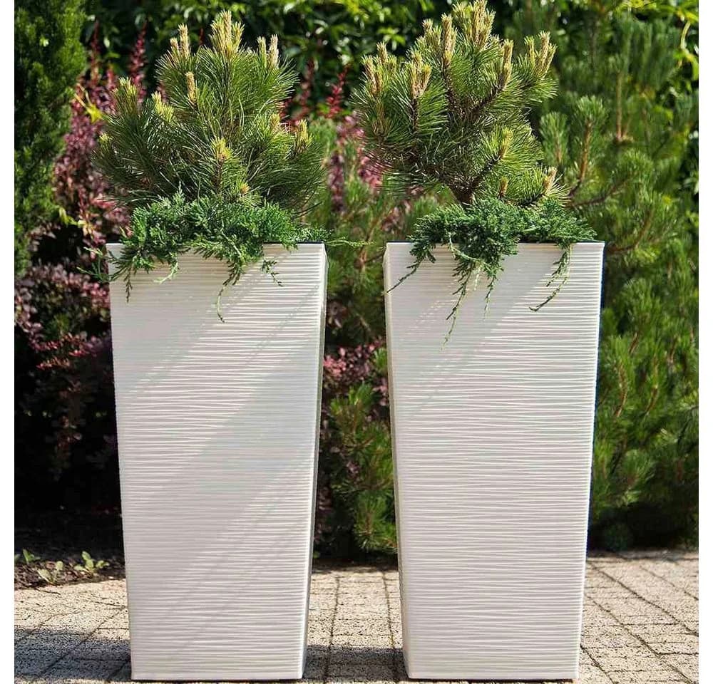 Siena Garden Pflanzkübel Rillenoptik Eckig Kunststoff