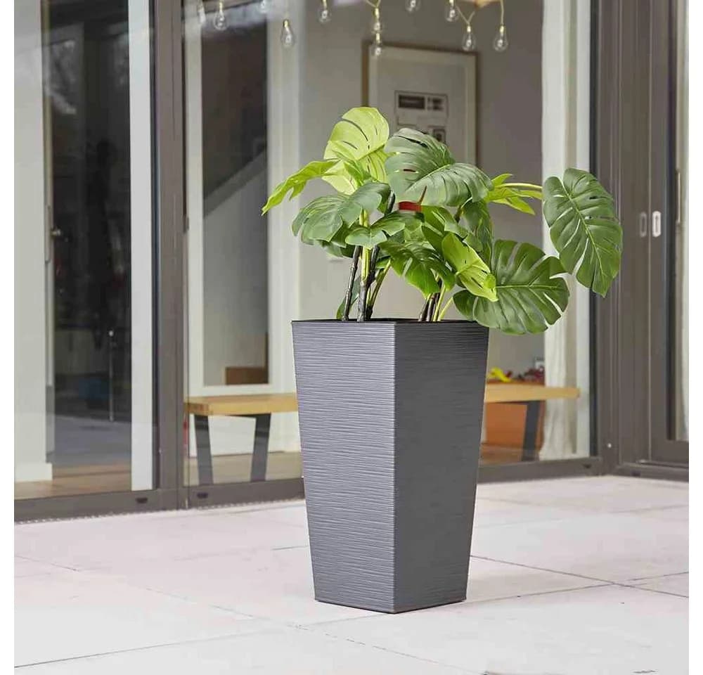 Siena Garden Pflanzkübel Rillenoptik Eckig Graphit