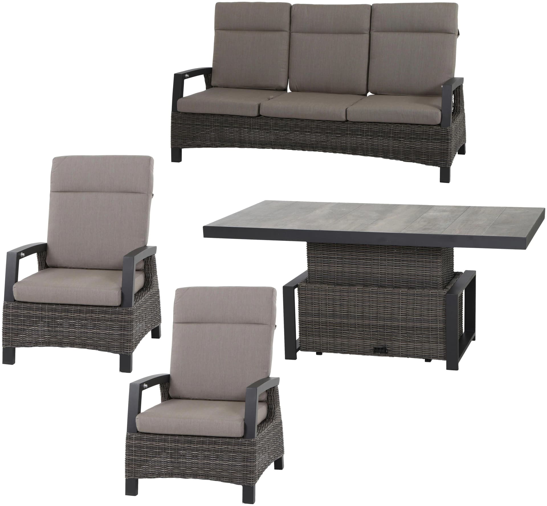 Gartenlounge-Set SIENA GARDEN Corido Grau Anthrazit Aluminium 5-tlg.