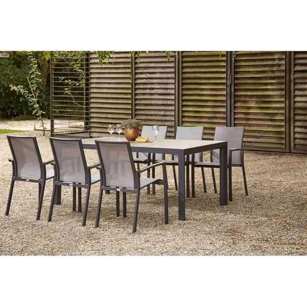 SIENA GARDEN Velia Garten-Essgruppe 6-tlg. Grau/Anthrazit Aluminium