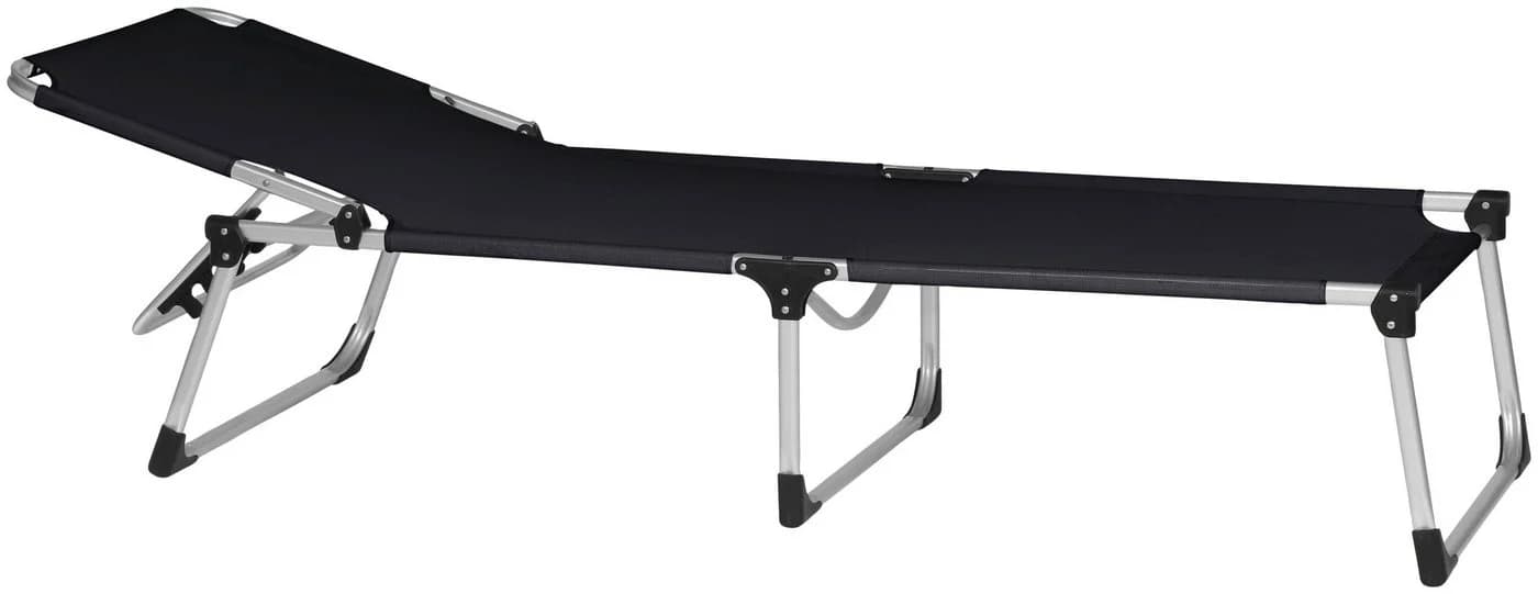Siena Garden Gartenliege Alu-Dreibeinliege XXL Schwarz Silber