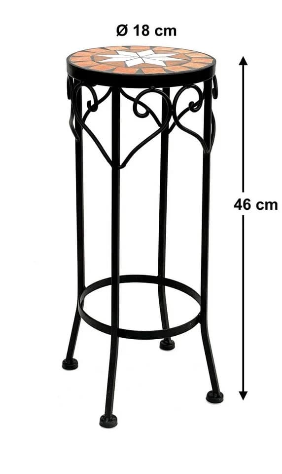 DanDiBo Blumenhocker Mosaik Rund Schwarz Terrakotta
