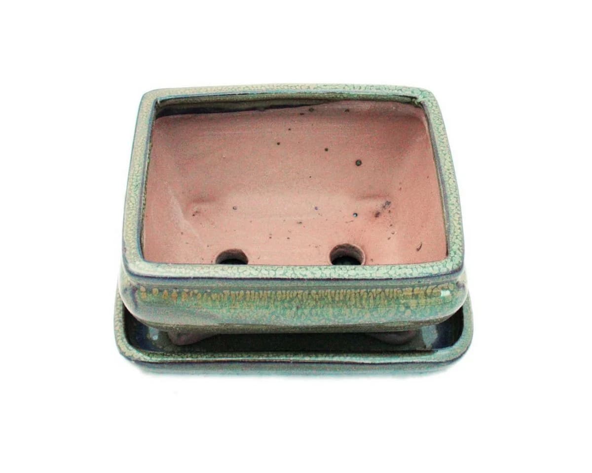 Exotenherz Bonsai-Schale Oliv-Braun Glasiert Keramik