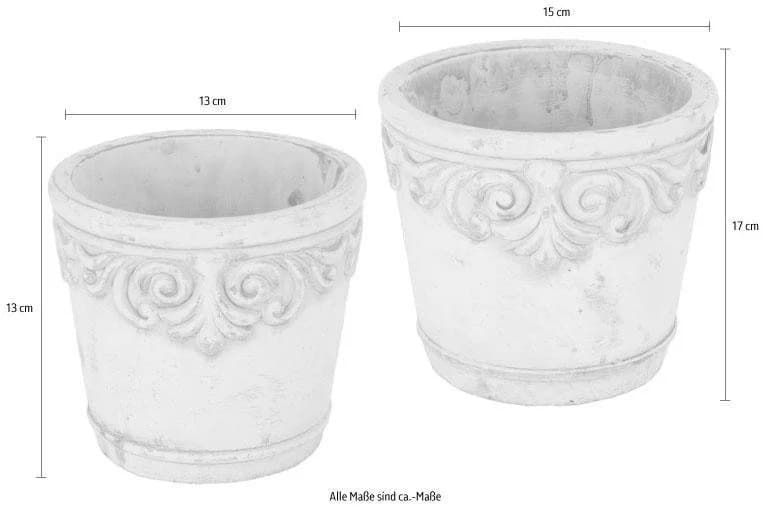 Home Affaire Übertopf Weiß Beton Vintage Ornamente