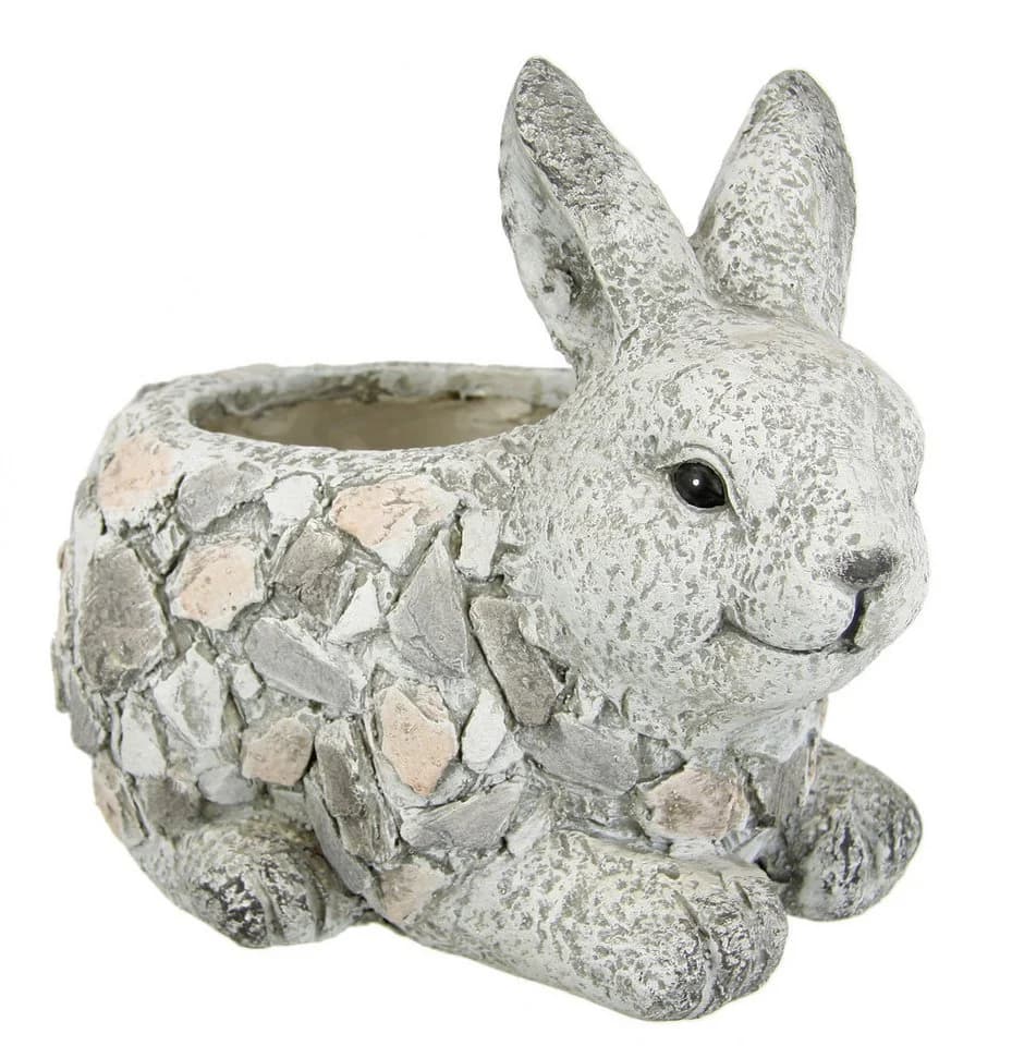 Blumenkübel Hase aus Magnesia grau - Pflanzkübel für Innen & Außen