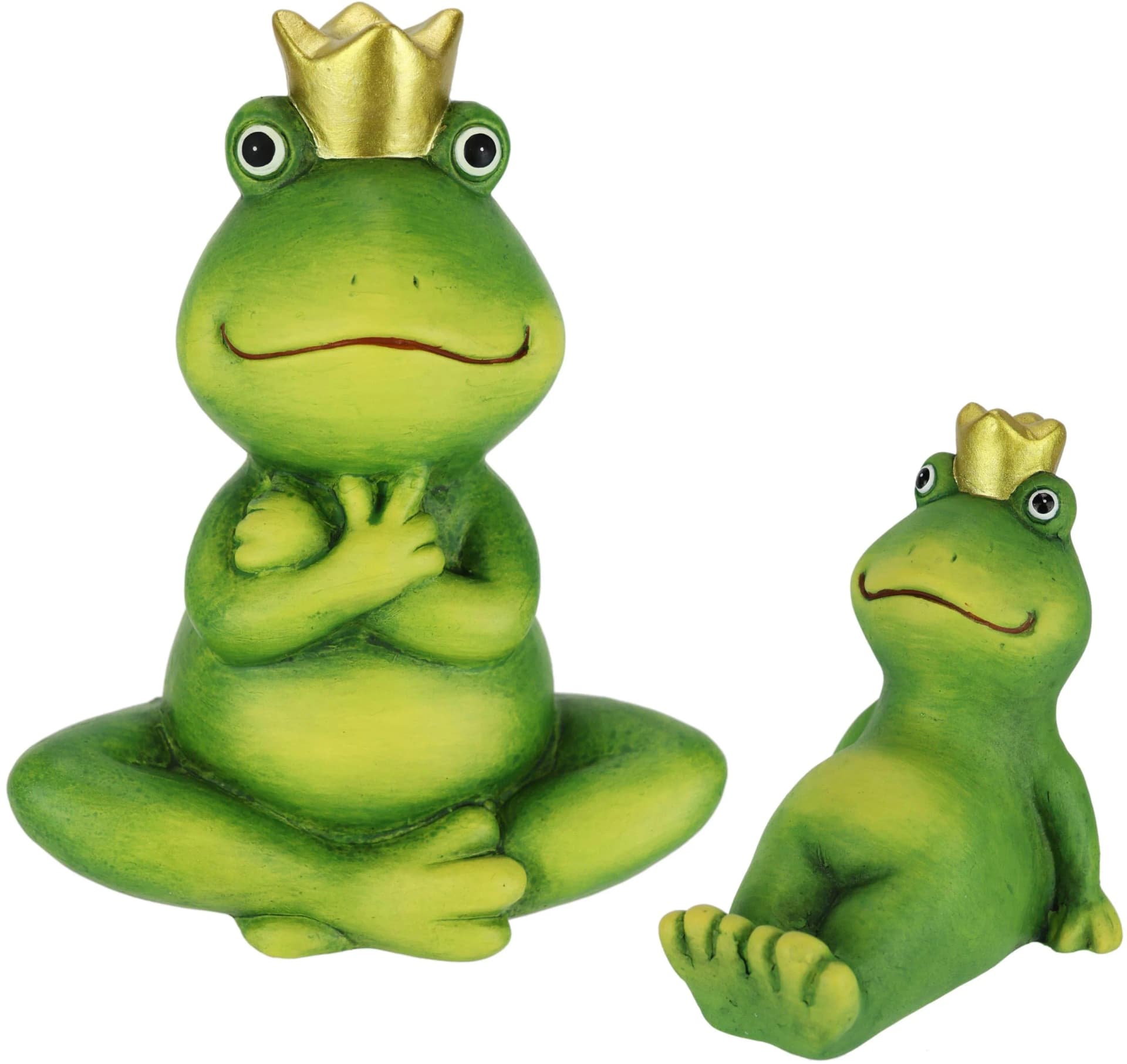 I.GE.A. Froschkönig Terrakotta Gartenfigur 2er Set Grün