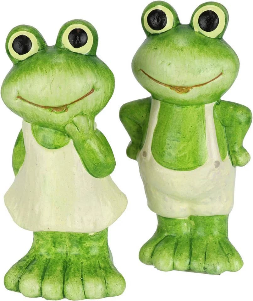 I.GE.A. Frosch-Dekofigur 2er Set Terrakotta Grün/Weiß - Bild 2