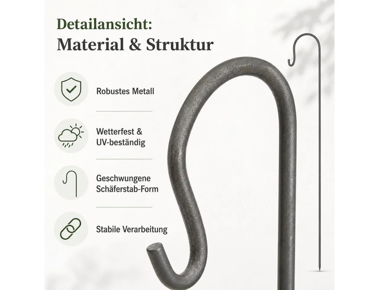 BOLTZE Gartenstab Schäferstab Braun Metall Deko