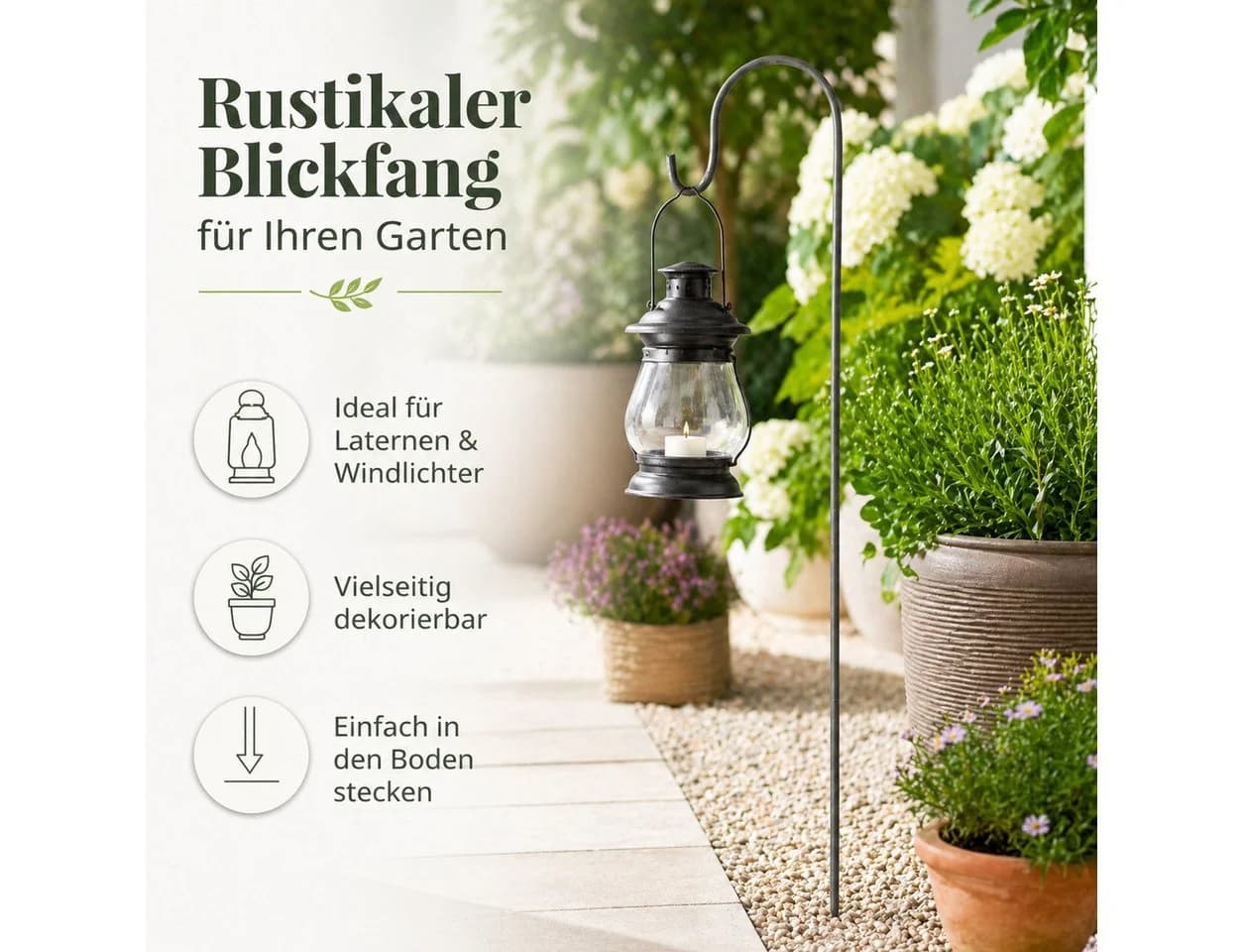 BOLTZE Gartenstab Schäferstab Braun Metall Deko - Bild 3