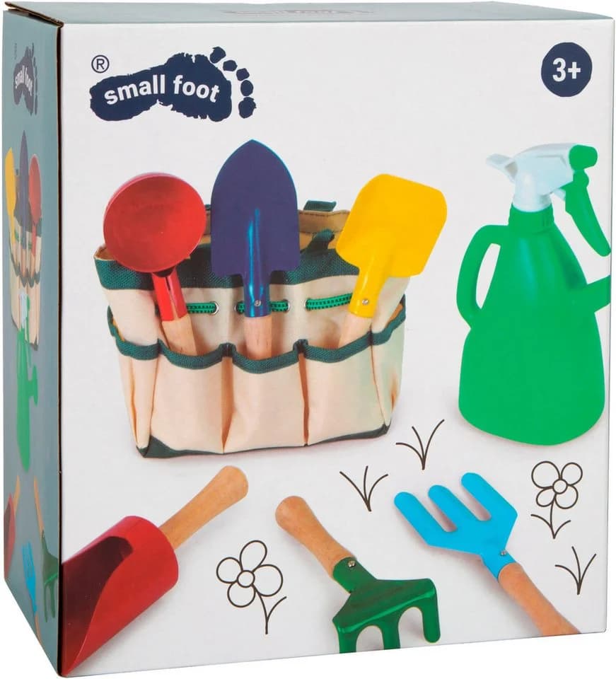 Small Foot Kinder-Gartenset Garten-Tasche mit 7 Gartengeräten Bunt