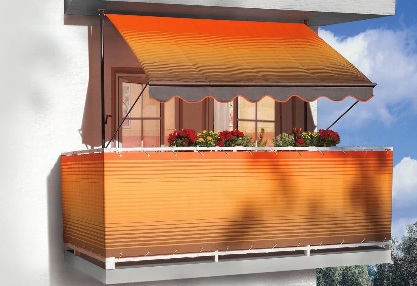 Angerer Freizeitmöbel Klemmmarkise Orange-Braun 150 cm Ausfall - Bild 2