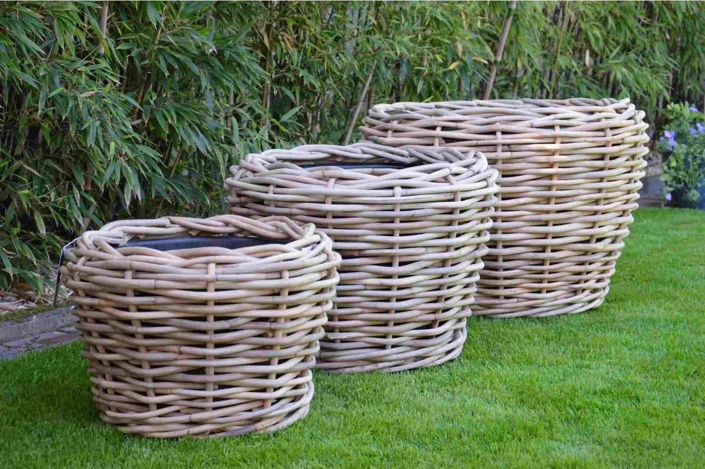 jankurtz Blumenkasten Palau Naturrattan Ø 57 cm mit Innentopf - Bild 2