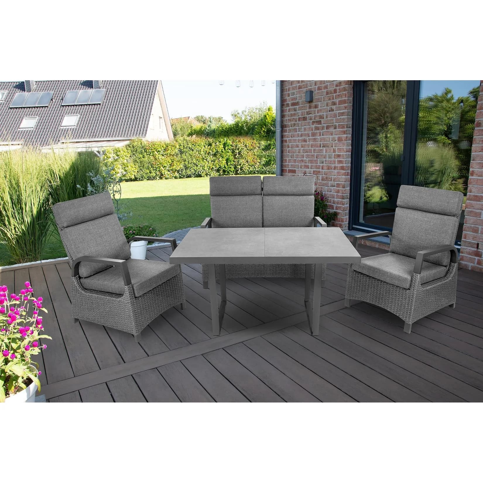 Bellavista Home & Garden Lounge Set Orlando Grau Anthrazit Aluminium Poly Rattan