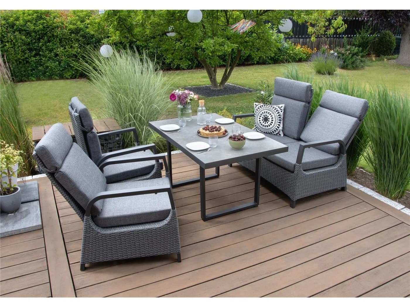 Bellavista Home & Garden Lounge Set Orlando Grau Anthrazit Aluminium Poly Rattan - Bild 2