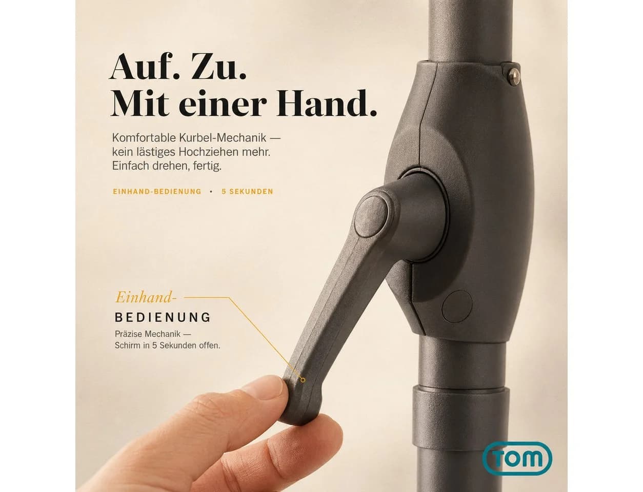 TOM Sonnenschirm mit Kurbel Anthrazit Rechteckig - Bild 3