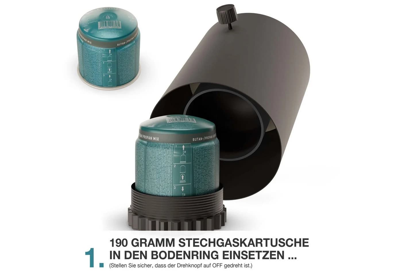 TOM Tischkamin Gas Schwarz mit 3x Kartuschen & Dekosteine - Bild 4