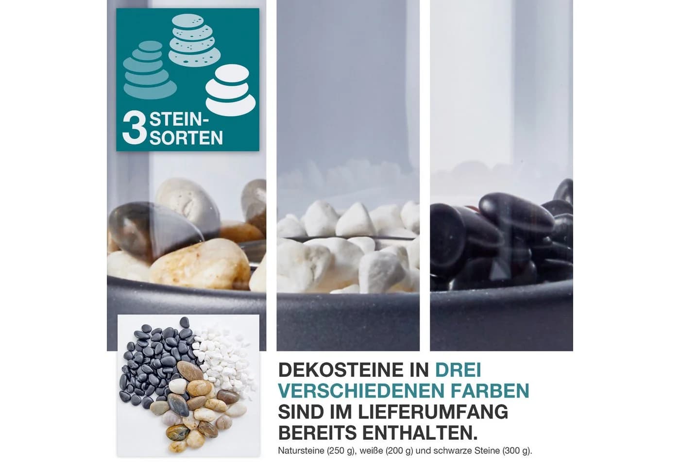 TOM Ethanol Tischkamin Rund Komplett Set mit Dekosteine (14-St), Standfuß - Bild 5