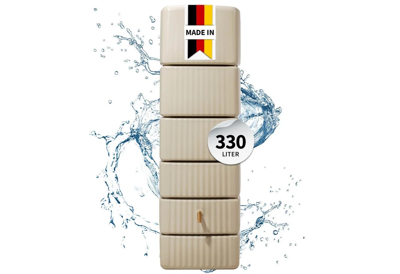 4rain Regentonne SLIM 330L Wandtank Sandbeige - Bild 2