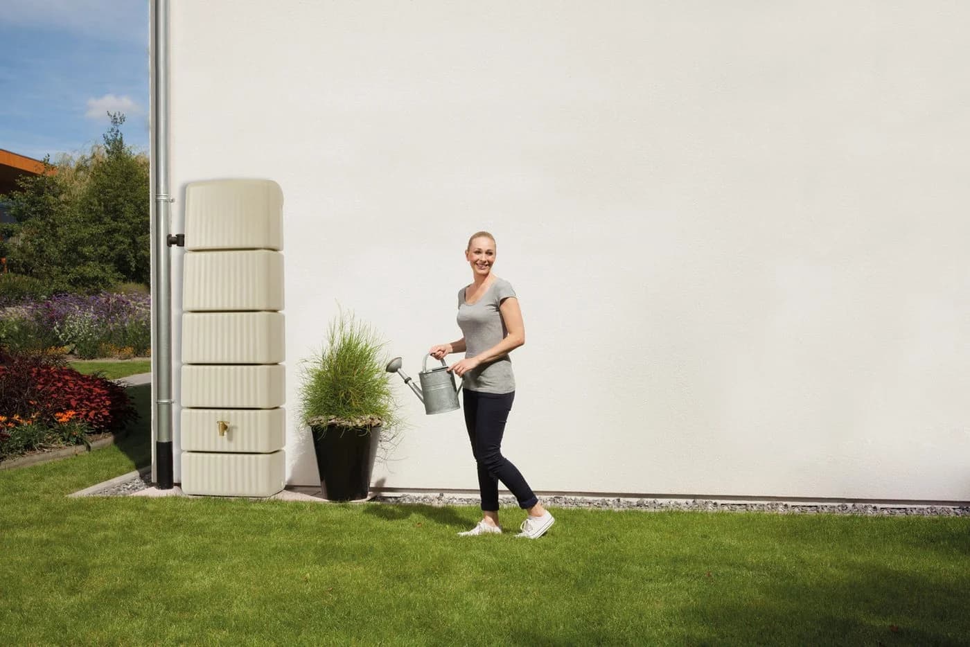 4rain Regentonne SLIM 330L Wandtank Sandbeige - Bild 3