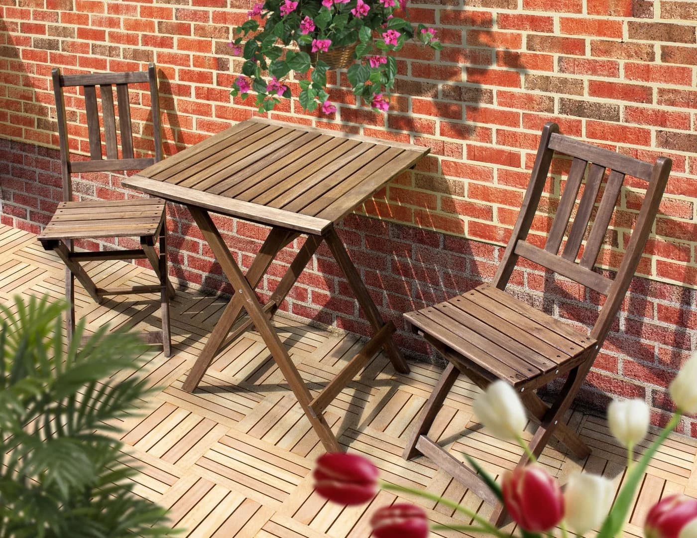 Sedex Tampa Balkonset 3-tlg. Eukalyptus Holz Klappbar Braun - Bild 5