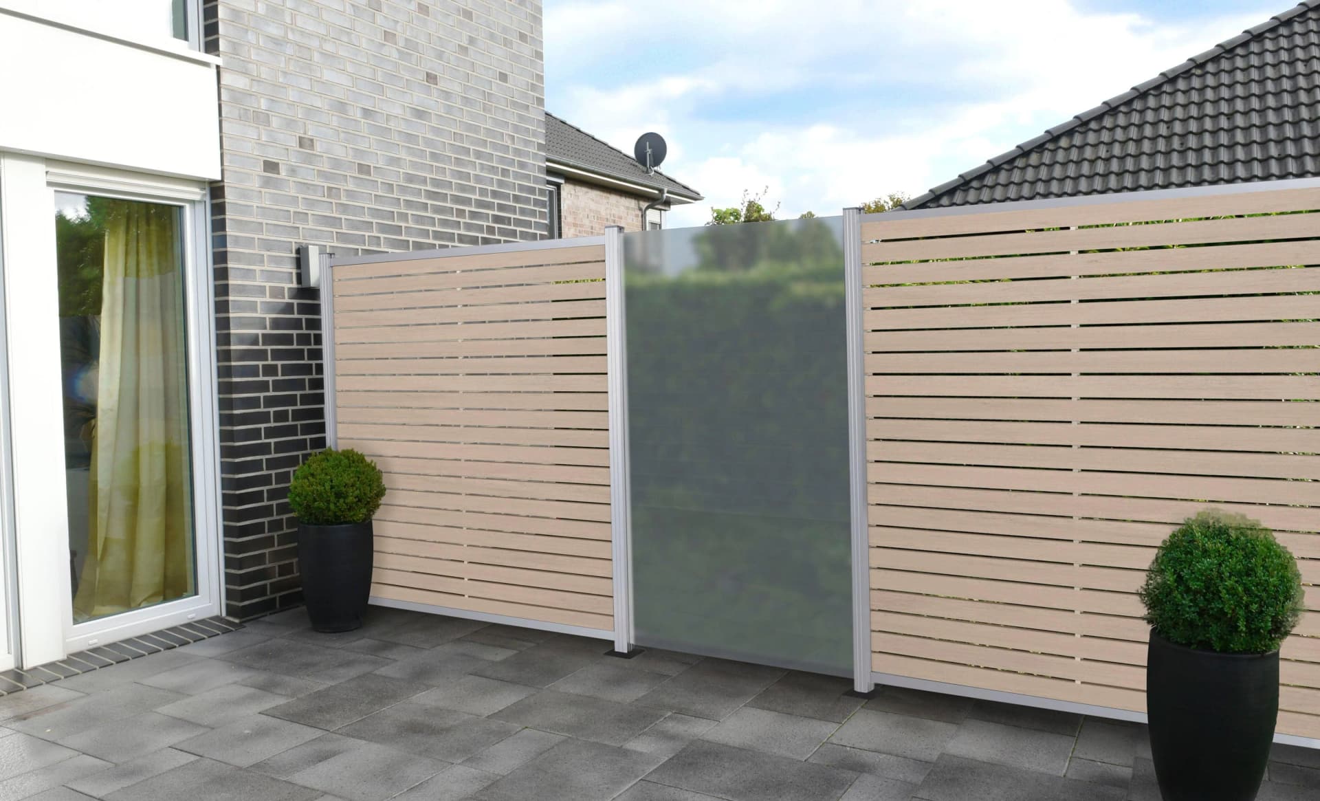TETZNER & JENTZSCH Sichtschutzelement Hampton Beige/Silber Aluminium BPC 180 cm