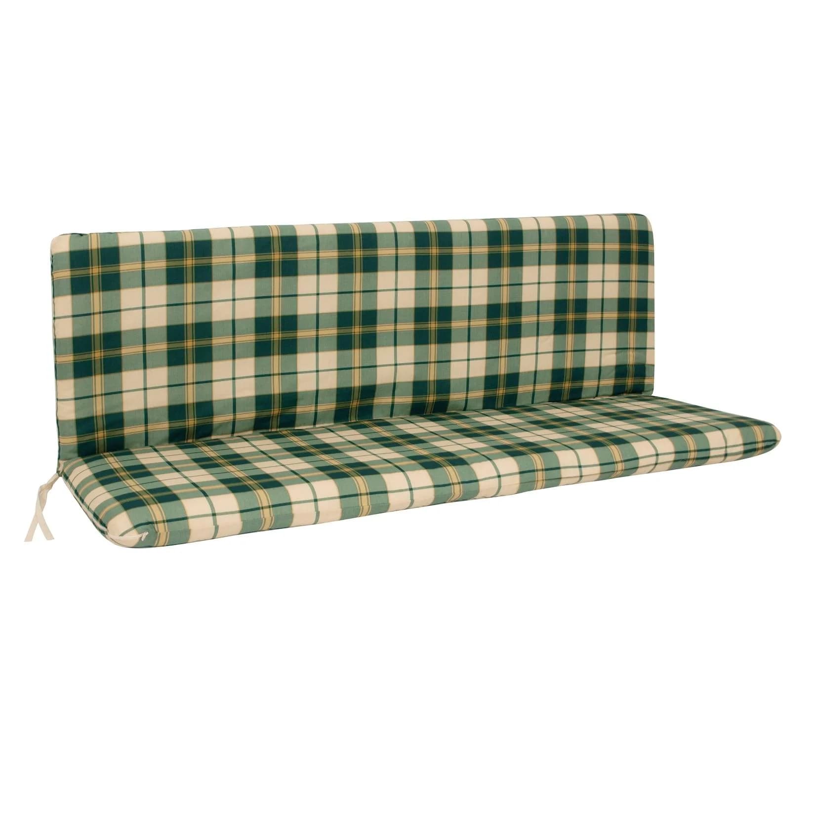 DEGAMO Bankauflage BOSTON 3-Sitzer Grün/Beige Kariert