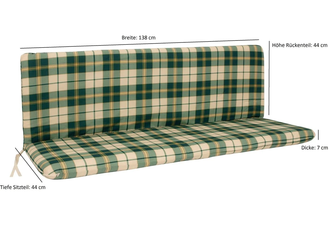 DEGAMO Bankauflage BOSTON 3-Sitzer Grün/Beige Kariert - Bild 2