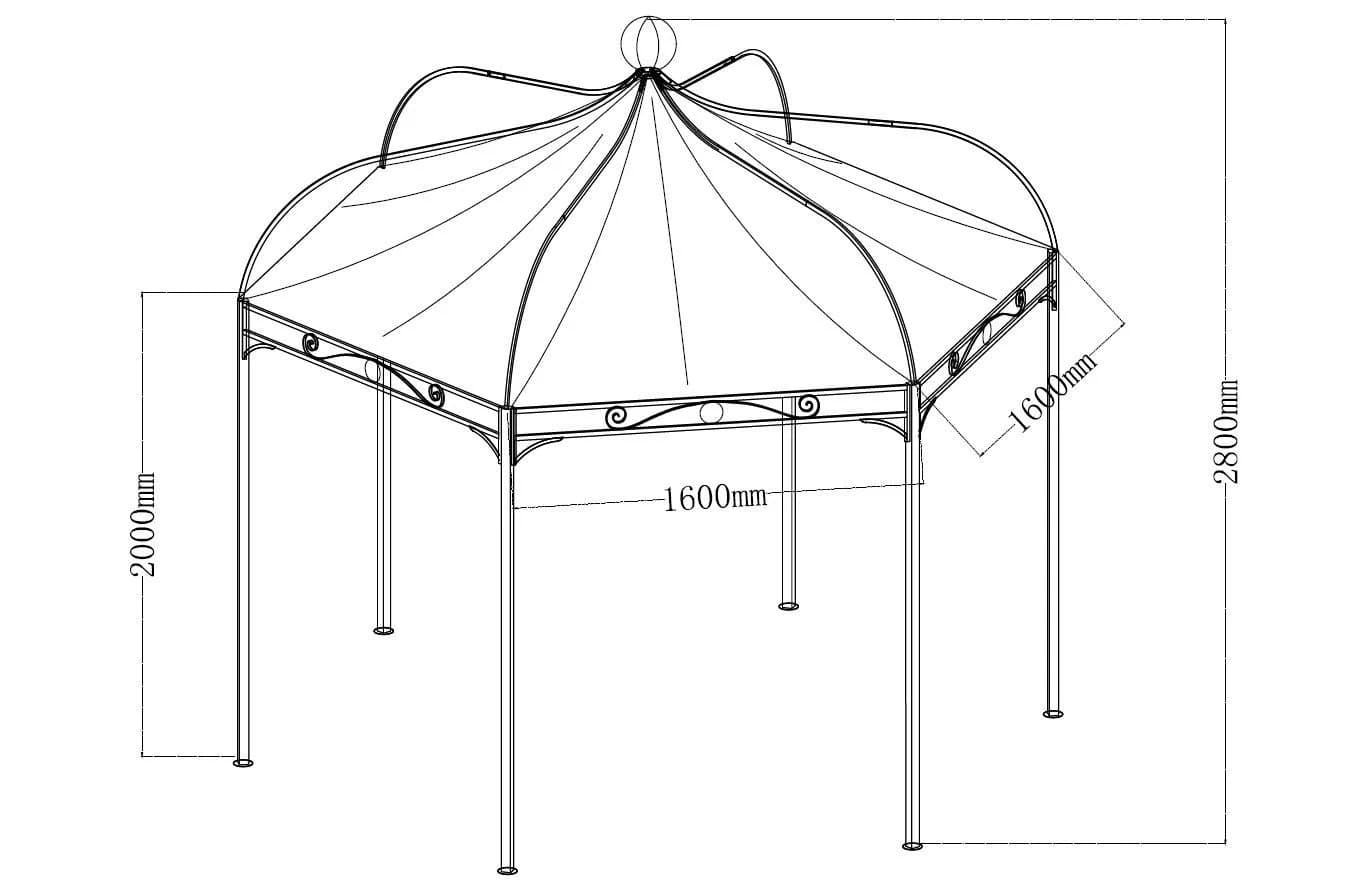 DEGAMO Pavillon MODENA 6-eckig Schwarz Ecru Wasserdicht - Bild 2