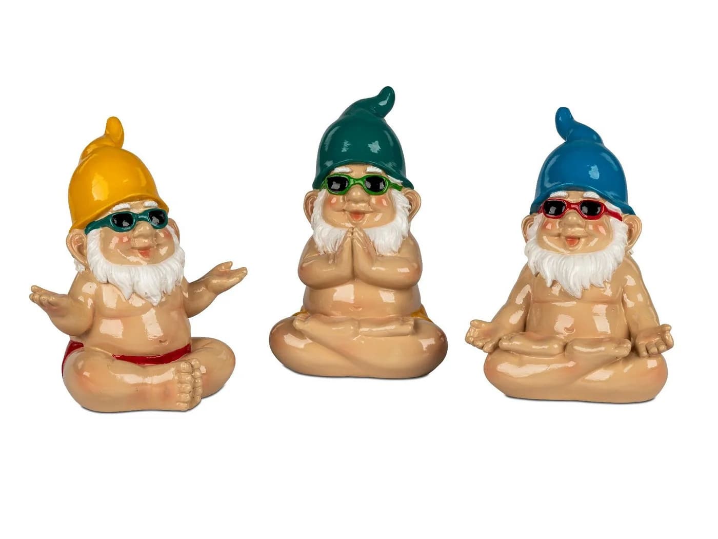 formano Dekofigur Sunshine 3er Set Yoga Gartenzwerge bunt Kunststein